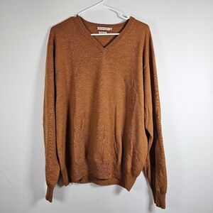 Peter Millar Copper V-Neck Sweater Large Merino Wool